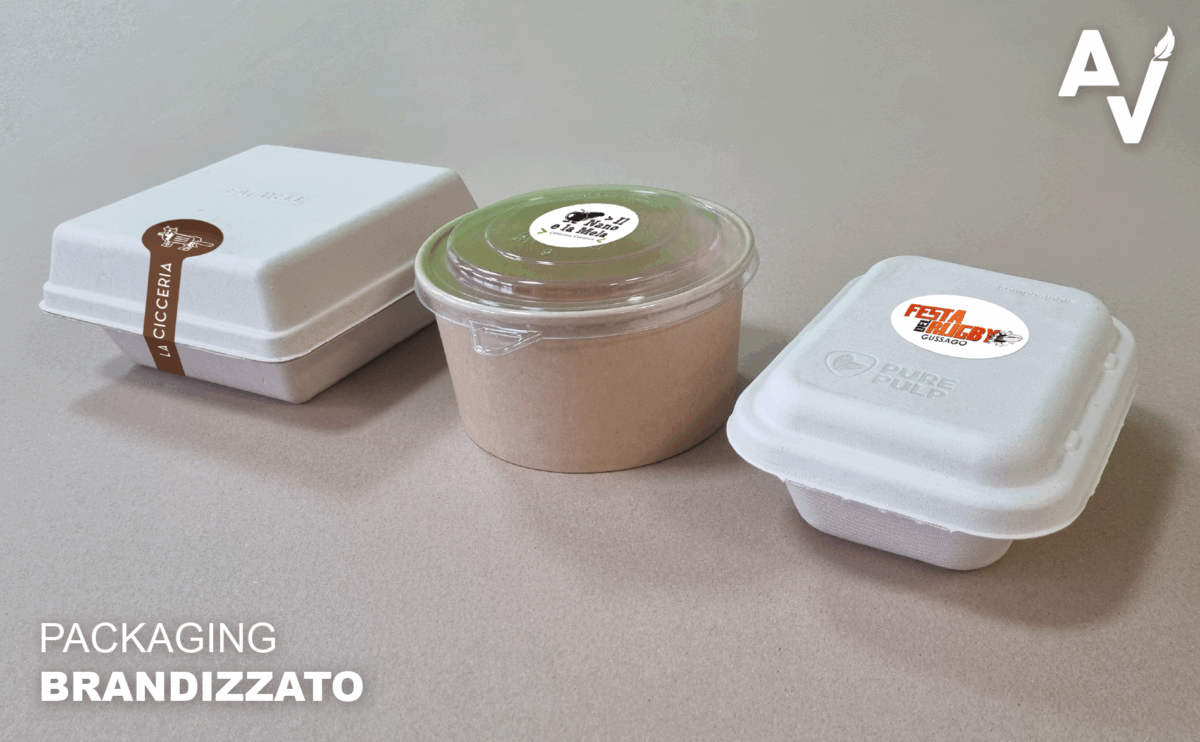 AdessoVerde stoviglie monouso compostabili bioplastica per take away, sagre, feste, catering, grest personalizzabile