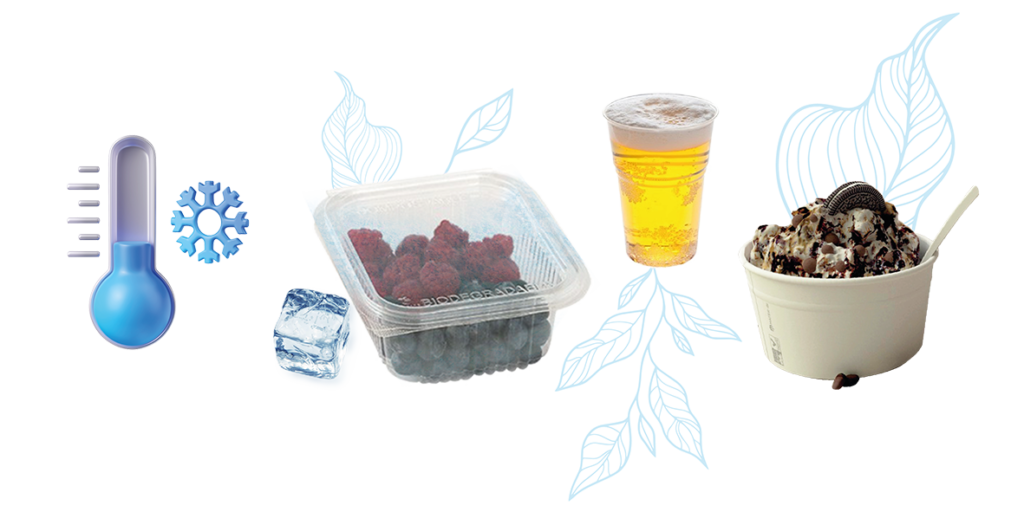 Stoviglie monouso compostabili per alimenti freddi, adatti al frigorifero e freezer